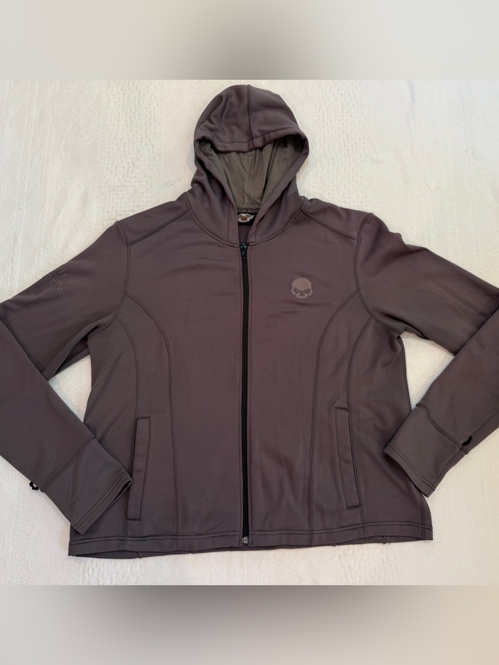 Harley-Davidson Gray Hooded Jacket With Skull Logo 2XL Genuine Motor Clothes
